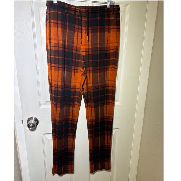 Paisley & Gray Orange and black Flannel Set Pants and Hoodie Slim Fit Sz Large - Picture 8 of 11